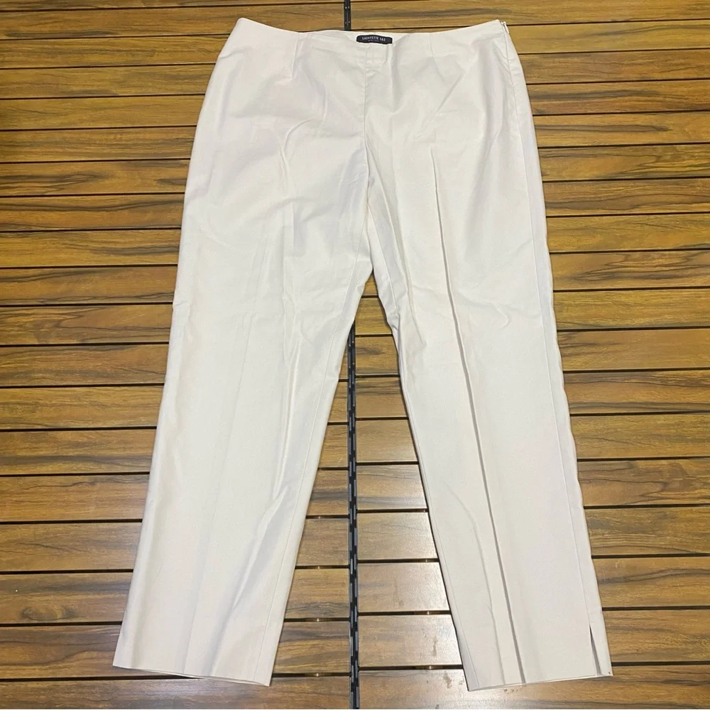 Lafayette 148 New York Women’s Cropped Bleecker Pants Size 10 Ivory Quiet Luxury